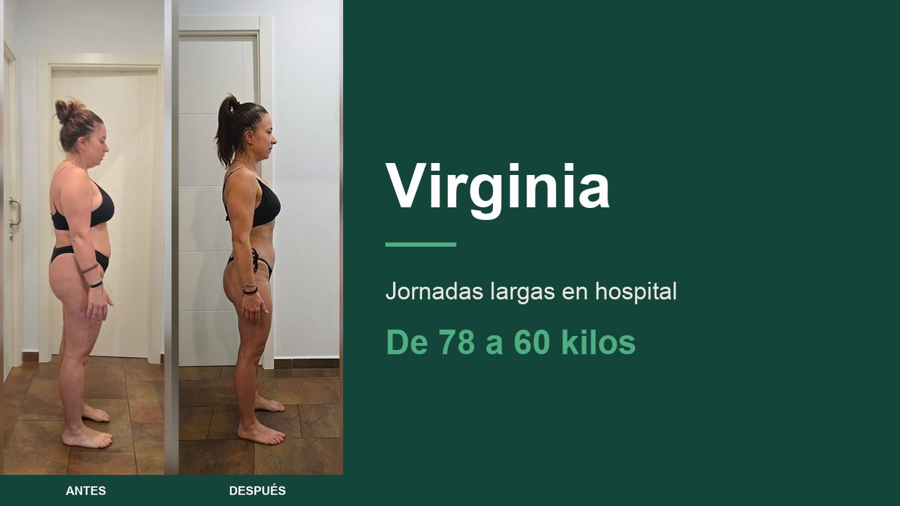 Virginia, auxiliar de enfermería: pesaba 78 kilos y hoy pesa 60